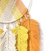 タペストリーカラーリーフタペストリーサーキュラーモダンシンプルな壁吊りコットンロープ手織りのリビングルームの装飾