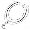 Anhänger Halsketten 3 teile/los Drop Halskette Set Mond Charme Naturstein Perlen Traum Weibliche Choker Für Frauen Mädchen Schmuck Geschenke