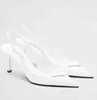 Verão romântico elegante escovado sandálias de couro sapatos para mulheres slingback bombas calçados de luxo mulheres salto alto festa vestido de casamento sapato box35-42