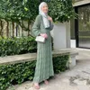 Etniska kläder Chiffon veckade klänning kvinnor eid muslimska abaya kimono khimar hijab klänningar kebaya jilbab dubai long mantel islam 2024