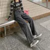 청바지 청바지 여성 붕대 Y2K 세련된 걸핑 단순한 아늑한 한국 스타일 하이 허리 스타일리쉬 레저 올무 가을 빈티지 BF 스트리트웨어