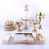 Autres fournitures de fête de fête 8-10pcs Crystal Cake Stand Set Métal Miroir Cupcake Décorations Dessert Piédestal Affichage de mariage Tr309d