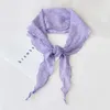 Scarves Headscarf Female Scarf Soft Solid Color Pleated Embossed Small Shawl Cotton Linen Triangle Autumn