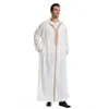 Vestuário étnico Mais recente Islam Abaya Homens Muçulmanos Com Capuz Kaftan Contraste Islâmico Ropa Turca Manga Longa Kamis Paquistão Vestido Árabe Galabia