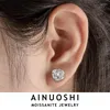 Stud Earrings AINUOSHI 3MM 0.1CT Round Cut Moissanite Flower Earring Original 925 Sterling Silver For Women Valentine's Day Jewelry