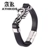 Personalità Bracciale Scorpione in acciaio inossidabile Gioielli da uomo Braccialetti in pelle nera Fibbia magnetica Cinturino da polso maschile PD0477242k