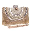 Kvällspåsar S TASSEL CLUTCH DIAMONDS BEADED METAL CHAIN ​​SHOUDENGER PURSE FÖR VÄRKE PAG 231216