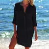 Damen Bademode Wepbel Y2K Pocket Shirt Cover-ups Versteckter Haken Strand Cover-up Bikini Badeanzug Strickjacke für Frauen Sommer Sexy Casual