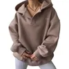 Women's Hoodies Women Hoodie Stylish V-neck Hooded Sweatshirt For Loose Pullover Top With Long Sleeves Fashionable Solid Color Autumn