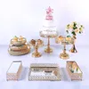 Autres fournitures de fête de fête 8-10pcs Crystal Cake Stand Set Métal Miroir Cupcake Décorations Dessert Piédestal Affichage de mariage Tr309d