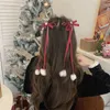 ヘアアクセサリー甘いかわいいリボンボウヘアピンバレエスタイルの女の子のための汎用性のある二重毛皮のボールヘッドウェア