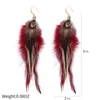ぶら下がりイヤリングluremeボヘミアンスタイル女性のためのマルチカラーキジ羽大きな羽毛ドロップイヤリング（ER006405-9）