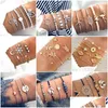 Bracciali a catena 30 Stile Boho Bangle Elefante Cuore Conchiglia Stella Luna Fiocco Mappa Bracciale con perline di cristallo Fascino da donna Gioiello da sposa Dhlxz