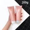 Rosa 200 g plastkräm mjuk flaska påfyllningsbar 200 ml kosmetisk smink body lotion schampo pressa flaskor tom290p