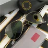 1PCS Designer marka klasyczne pilotażowe okulary przeciwsłoneczne moda Słońca okulary słoneczne Uv400 Złote Ramka Zielone lustro 58 mm soczewki z pudełkiem 2350