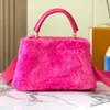 Tote Designer Crossbody Tote Shoulder Bags Designers Woman Womens Pink Mink Material Buckle Shopper Bag Top Quality S Purses Winter Bags Furry Handbags