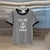 Women's T-Shirt designer luxuryCE New Stripe Short Sleeve Tee Sailor Pattern Letter Print Classic Versatile Casual Top for Women ANYF
