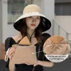 Wide Brim Hats Bucket Hats Summer New Women Bucket Hat UV Protection Sun Hats Solid Color Soft Foldable Wide Brim Outdoor Beach Panama C Ponytail CsL231216