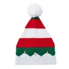 Basker Autumn Winter Classic Red Green Splice Santa Hat Plush Ball Bells Decor Sticked Woolen Parent-Child Christmas Beanie