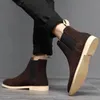 Boots Man Retro Suede Genuine Leather Chelsea Boots Men Fashion Short Ankle Boot Casual British Style High-Top Shoes 231216