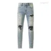 2023Designer Mens Fashion Revival Haute Qualité Régulière Lettre Moderne Patch Travail Ripped Hole Stack Européenne Jean Denim Version Longue Droite Hommes Pantalons