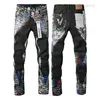 2023purple designer mens mens retro patchwork flared pants wild stacked ripped long trousers straight Y2k baggy washed faded for men