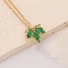 Modeschmuck Halsketten 18 Karat vergoldet Smaragd Schleife Schmetterling Kleeblatt Schmuck für Frauen