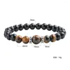 Strand Polished Black Onyx Armband Men Colorful Tiger Eyes for Fashion Jewelry Buddha Health Balance Yoga Reiki Bangle