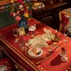 Tkanina stołowa świąteczne wino czerwone obrus wodoodporny aksamitny amerykański amerykański wysokiej klasy stoł