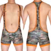 Nueva marca de mono de camuflaje para hombre, ropa interior, camiseta, leotardo de lucha, chaleco, mono Sexy