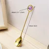 Coffee Scoops Water Droplet Type Spoon Fork Gold Dessert Violet Blue Green Fluorite Octahedron Tableware Stone