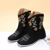 Boots Autumn Winter Embroidery Cowboy Fashion Women s Western Retro Side Zipper korta damskor Botas Mujer 231216