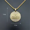 14k Gelbgold Letztes Abendmahl Anhänger Goldfarbe Iced Out Bling Zirkon Runde Halskette für Männer Vatertagsgeschenk Hip Hop Schmuck