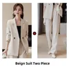 Ternos femininos blazer 2023 outono casual blazers casaco combinando conjunto coreano elegante profissional terno jaqueta calças largas duas peças 231215