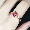 Cluster Rings Imitation Ruby Ring Light Luxury Plated Rose Gold Rubellite Tourmaline Diamond Celebrity Style Women's