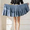 Jeans Irregular Denim Women Mini Pleated Skirt Summer 2022 High Waist Vintage Jeans Short Skirt Ladies Slim Ball Gown Saias