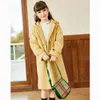 Jackets 3 14Years Kids Cotton Padded Woolen for Girls Winter Hooded Overcoat Teenager Loose Dress Child Coat 8 9 7 231215