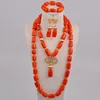 Necklace Earrings Set Fashion White Coral Beads Jewelry Nigerian Wedding Costume African 11-B05