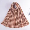 Lenços outono na moda treliça para meninas feminino imitação cashmere malha xales grade envolve coreano longo mulheres inverno