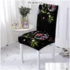 Stol täcker stolar målade blommor kök elva jul dekoration clininer er spandex dinning bord skrivbord drop leverans hem gard dhjl0