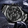 Otros relojes Reloj hombre Relojes de lujo para hombres de negocios Reloj de pulsera de cuarzo de acero inoxidable Calendario de cuero masculino Reloj luminoso relogio masculino 231216