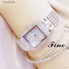 Dameshorloges Montre Femme 2023 Vol Diamanten Quartz Dames Zilver Horloges Luxe merk Kristal Vierkant Dameshorloge Strass Dames KlokL231216