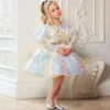 Mädchen Kleider Mädchen Glänzende Pailletten Prinzessin Kleid 2023 Langarm Baby Tutu Geburtstag Teen Ballkleid Dres Kinder Hochzeit Kleidung 231215