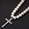 Pendentif Colliers 2023 Vente Simple Croix 8-10mm Collier de perles Hip Hop Mode Hommes Femmes Accessoires Bijoux Halloween Cadeau