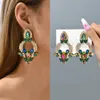 Dangle Chandelier Green Series Shiny Geometric Earrings For Women Luxury Unusual Hanging Tassel Pendientes Fashion Femme Jewelry 231216