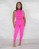 Women's Two Piece Pants WUHE Summer Women's Set Lace Tie Hem Tunic Tank Top And Legging Fitness Fashion Sweatsuit 2 Outfit Tracksuit