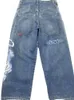 JNCO Streetwear Y2K Herren Hip Hop Grafikdruck Retro Blau Baggy Jeans Denim Hosen Neue Gothic Hohe Taille Breite Hosen