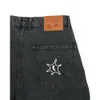 Män hiphop denim fiess strandbyxor 2023 ny Haruku mode casual punk rock gothic alla matchar baggy shorts