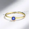 Clusterringen Prachtige Blauwe Steen Voor Vrouwen Eenvoudige Minimalistische Zilver Goud Kleur Accessoires Saffier Band Elegante Verlovingssieraden