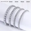 Quality 4A Entire 3mm 4mm CZ Tennis Bracelet In Real Solid 925 Sterling Silver Classial Jewelry 2pcs Lot255E